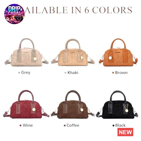 Vintage Suede Crossbody Bag Top Handle Adjustable Strap Everyday Purse